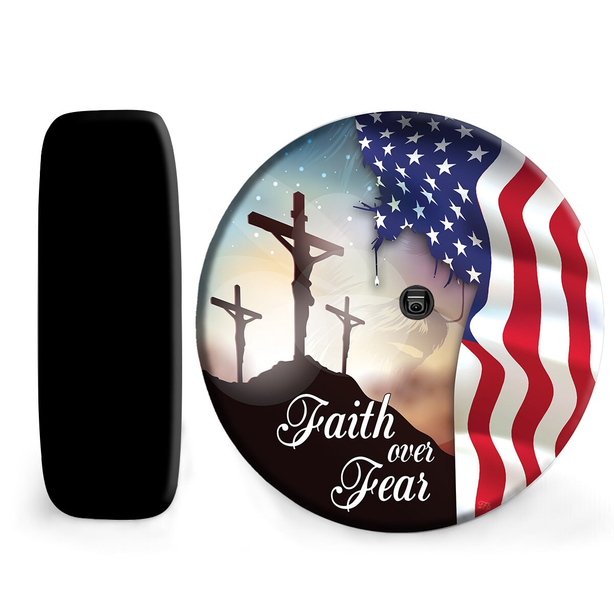 Jesus Cross, American Flag, Faith Over Fear Spare Tire Covers