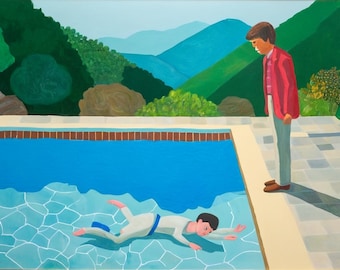 Sommer Pool Art Print: Hockney inspirierte Pop-Art (Digitaldruck)