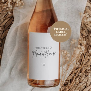 Maid Of Honor Proposal | Bridesmaid Proposal Wine Bottle Label | Will You Be My Maid of Honor | Bridesmaid Gift Box | Mini Champagne | MOH