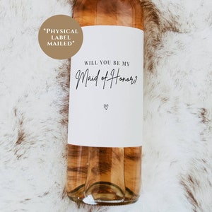 Etiqueta para botella de vino para propuesta de dama de honor / Etiqueta para botella de vino para propuesta de dama de honor / ¿Serás mi dama de honor? / Caja de regalo para dama de honor / Mini champán / MOH