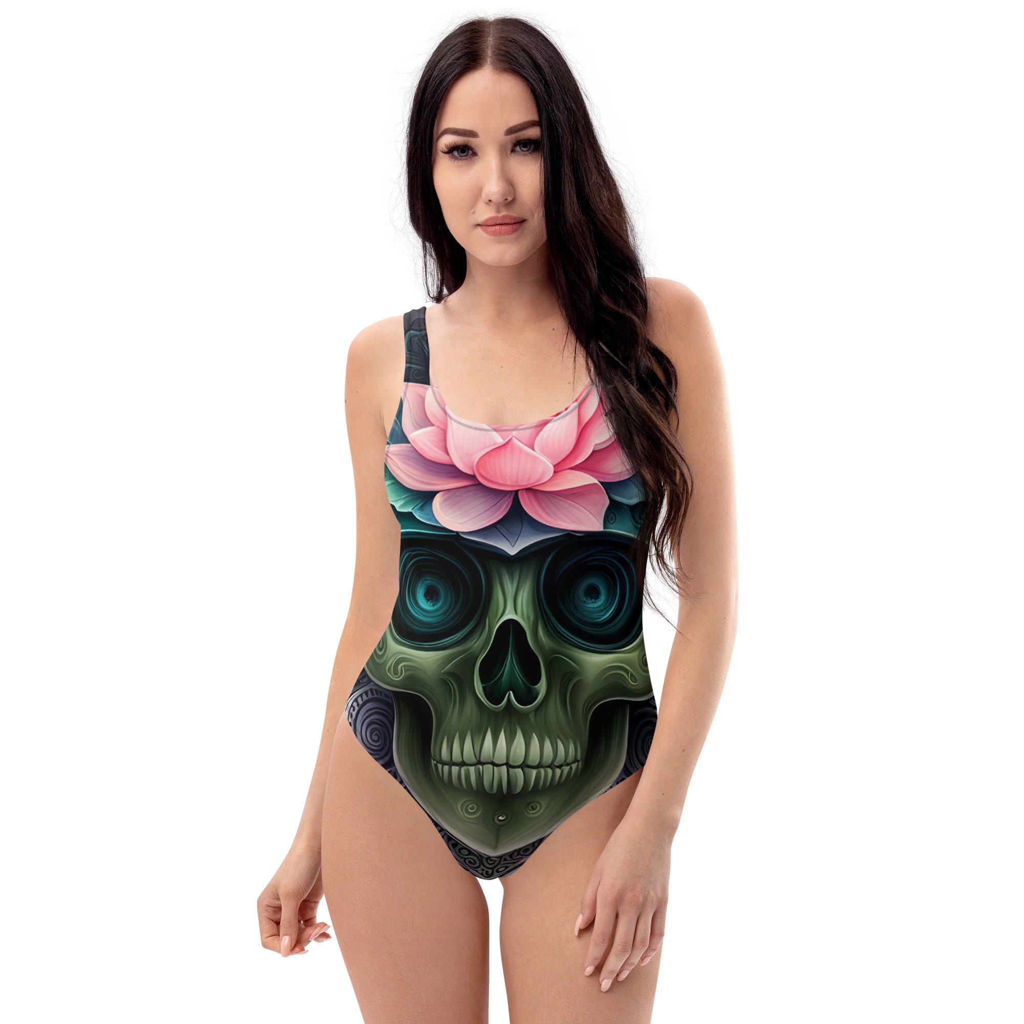 Skull one piece swimsuit sale