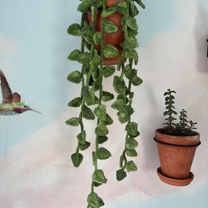 Crochet Fake Vining Pothos House Plant, Faux Leafy Vine