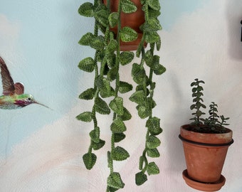 Crochet Fake Vining Pothos House Plant, Faux Leafy Vine