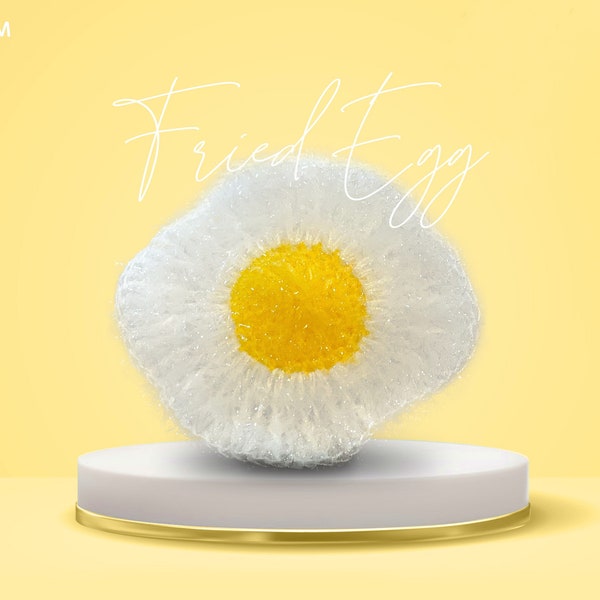 Fried Egg Dish Scrubby | Handmade Crochet Dish Cloth | Reusable | Eco-Friendly | Wedding Favor | Party Favor