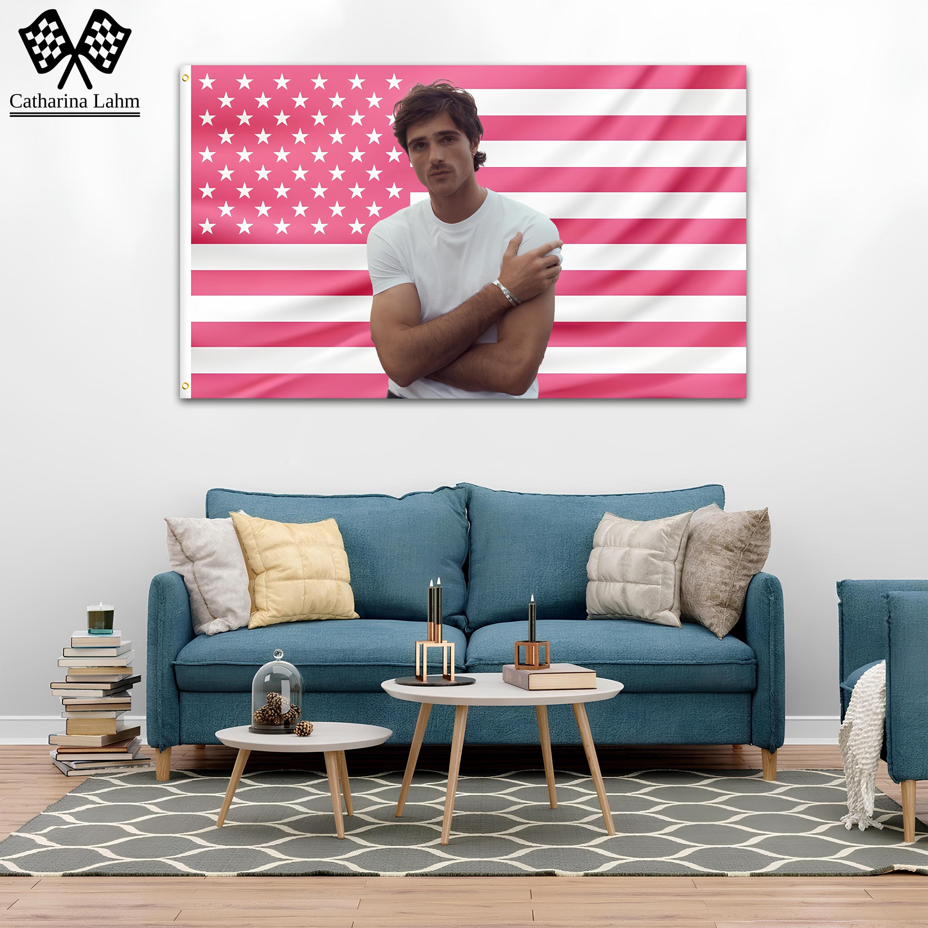 Jacob Rokas Flag Plus Jacob Elordi Pink Flag – American Aesthetic Wall Banner, Retro Bad Boy ...