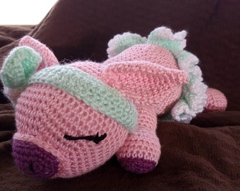 Crochet Custom Stuffed Animal- Daisy Mae the Pig- Crochet Plushie - Cuddle Buddy -  Plush Toy - Stuffed Pig, Baby Safe Toy, Baby Shower Gift