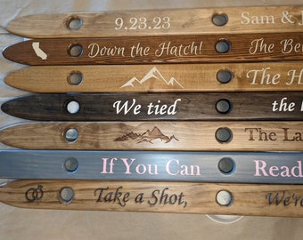 Custom Engraved Wedding Day Shot Ski, Custom Shotski, Wedding Day Gift, Bride and Groom Gift, Wedding Present, 6 foot, 4 foot and 3 foot.