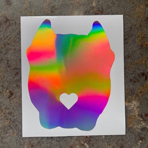 Clipped Ear Pitbull Car Decal, Pitbull Decal, Pitbull Sticker Decal, Pitbull Heart Nose Decal, Bumper Sticker, Holographic, Cute Pitbull