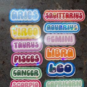 Holographic Zodiac Sticker, Waterproof Sticker