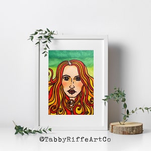 Colorful Marker Art Orange and Yellow Hair Portrait Digital Download Printable