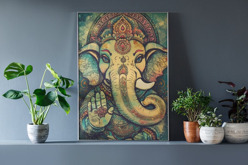 Ganesha Ganesha Wall Art Lord Ganesha Paintinghindu God Etsy