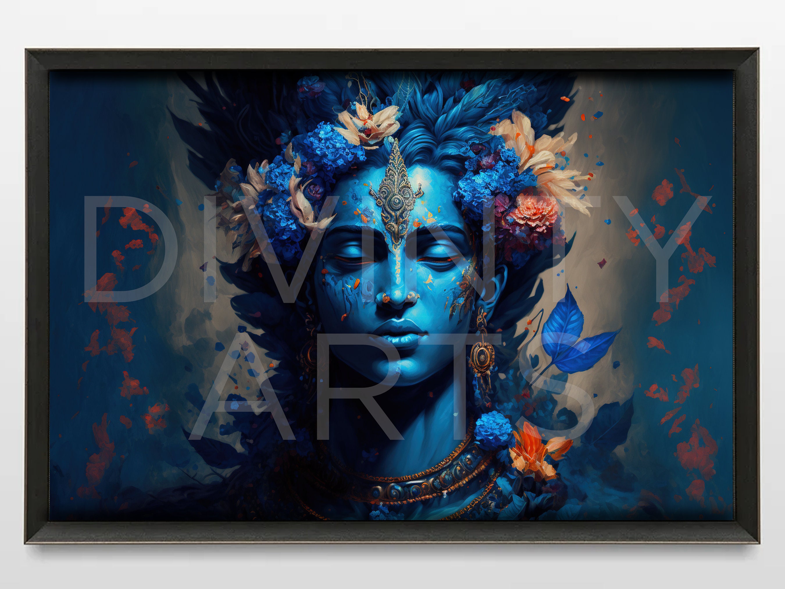 Lord Krishna Art Lord Krishna Painting Lord Krishna Wall Etsy Uk