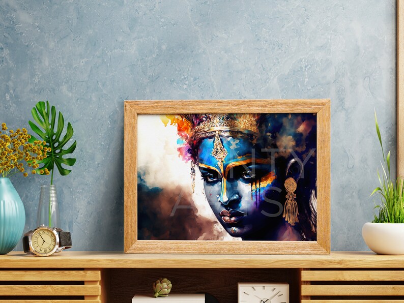 Lord Krishna Art Lord Krishna Painting Lord Krishna Wall Etsy