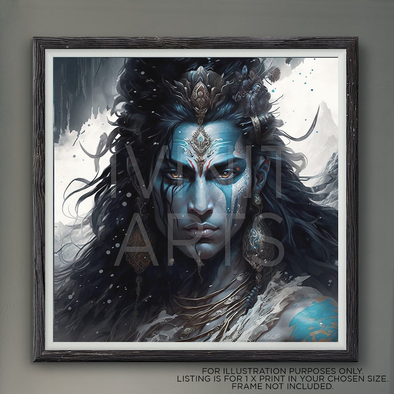 Lord Shiva Wall Art, Hindu God Shiva Print, Shiva Close up Print. Hindu