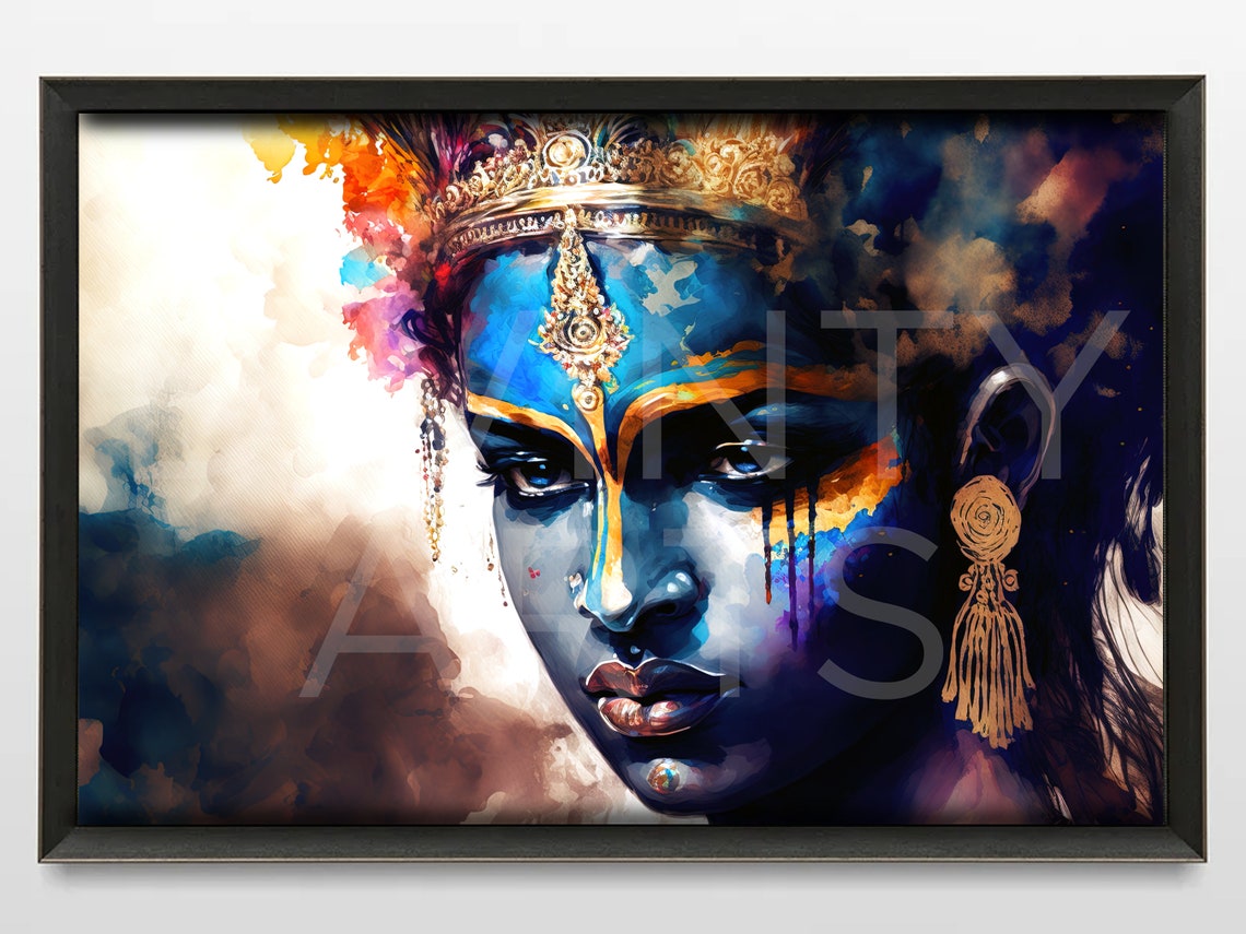Lord Krishna Art Lord Krishna Painting Lord Krishna Wall Etsy