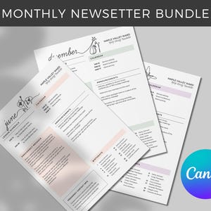 月刊ニュースレターテンプレート | Canva | 印刷・編集可能 | 教会ニュースレター | 扶助協会 | ミニマリスト
