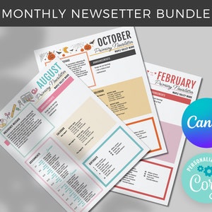 Monthly Newsletter Template | Corjl | Printable & Editable | Church Newsletter