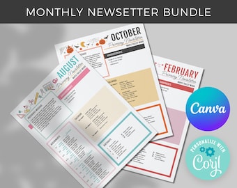 Monthly Newsletter Template | Corjl | Printable & Editable | Church Newsletter