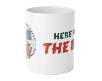 Gray Tabby Cat Christmas Mug, Here for the Box Funny Cat Coffee Mug, Grey Cat Mom Gift, Holiday Cat Lover Cup