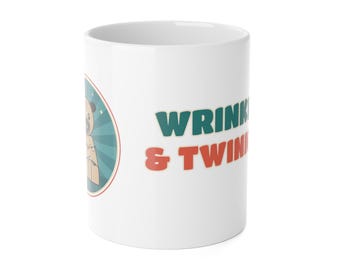 Pug Christmas Mug, Wrinkles and Twinkles Funny Pug Coffee Mug, Pug Mom Gift, Christmas Lights Dog Lover Cup