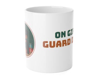 Rottweiler Christmas Mug, On Gift Guard Duty Funny Rottie Coffee Mug, Rottweiler Mom Gift, Dog Lover Cup