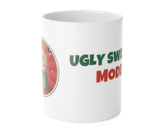 Yellow Lab Christmas Mug, Ugly Sweater Model Funny Labrador Coffee Mug, Yellow Lab Mom Gift, Dog Lover Cup