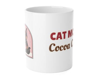 Cat Mom Christmas Mug, Cat Mom Cocoa Club Cozy Cat Coffee Mug, Cat Lover Gift for Cat Mom, Hot Cocoa Cup
