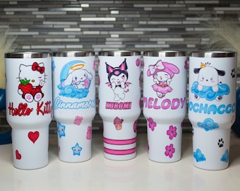 Kitty & Friends 40oz Tumbler Cups - Universal - Anime Accessories -High Quality- Stainless Steel - Cute Kawaii
