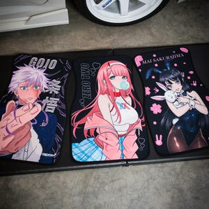 Anime Car Mats: Universal Fit Floor Mats, Pair Front Two, High Quality, Super Soft, Non-Slip Rubber Backing, Jdm Car Accessories