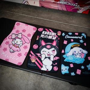 Kitty & Pals Car Mats- Universal - Anime Car Accessories -High Quality- Super Soft - Flexible Rubber Backing - (PAIR FRONT TWO)