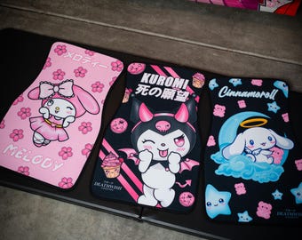 Kitty Anime Car Mats: Universal Fit Floor Mats, Pair Front Two, High Quality, Super Soft, Non-Slip Rubber Backing, Jdm Car Accessories