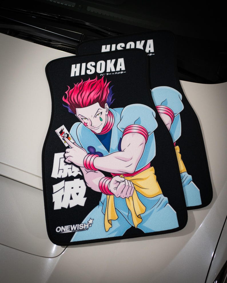 Anime Car Mats: Universal Fit Floor Mats, Pair Front Two, High Quality, Super Soft, Non-Slip Rubber Backing, Jdm Car Accessories Hisoka