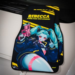 Anime Car Mats: Universal Fit Floor Mats, Pair Front Two, High Quality, Super Soft, Non-Slip Rubber Backing, Jdm Car Accessories Rebecca