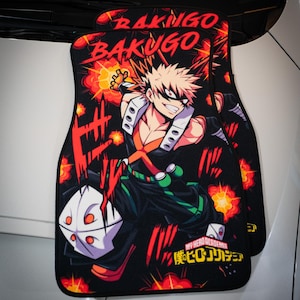 Anime Car Mats: Universal Fit Floor Mats, Pair Front Two, High Quality, Super Soft, Non-Slip Rubber Backing, Jdm Car Accessories Bakug-o
