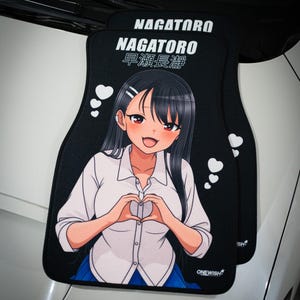 Anime Car Mats: Universal Fit Floor Mats, Pair Front Two, High Quality, Super Soft, Non-Slip Rubber Backing, Jdm Car Accessories Nagatoro