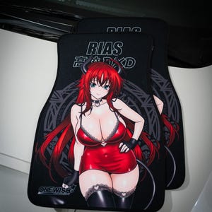 Anime Car Mats: Universal Fit Floor Mats, Pair Front Two, High Quality, Super Soft, Non-Slip Rubber Backing, Jdm Car Accessories Rias