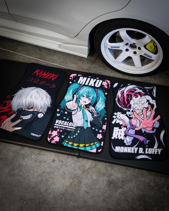 Anime Car Mats: Universal Fit Floor Mats, Pair Front Two, High Quality, Super Soft, Non-Slip Rubber Backing, Jdm Car Accessories