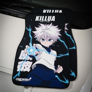 Anime Car Mats: Universal Fit Floor Mats, Pair Front Two, High Quality, Super Soft, Non-Slip Rubber Backing, Jdm Car Accessories Killua