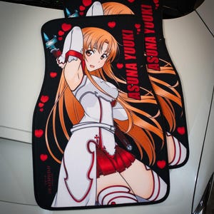 Anime Car Mats: Universal Fit Floor Mats, Pair Front Two, High Quality, Super Soft, Non-Slip Rubber Backing, Jdm Car Accessories Asuna