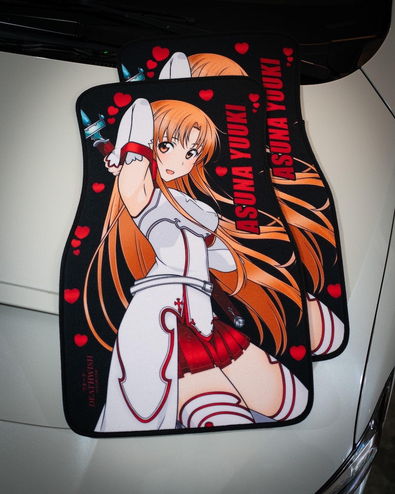Anime Car Mats: Universal Fit Floor Mats, Pair Front Two, High Quality, Super Soft, Non-Slip Rubber Backing, Jdm Car Accessories Asuna