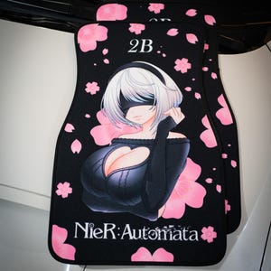 Anime Car Mats: Universal Fit Floor Mats, Pair Front Two, High Quality, Super Soft, Non-Slip Rubber Backing, Jdm Car Accessories 2B