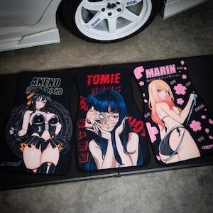 Anime Car Mats: Universal Fit Floor Mats, Pair Front Two, High Quality, Super Soft, Non-Slip Rubber Backing, Jdm Car Accessories