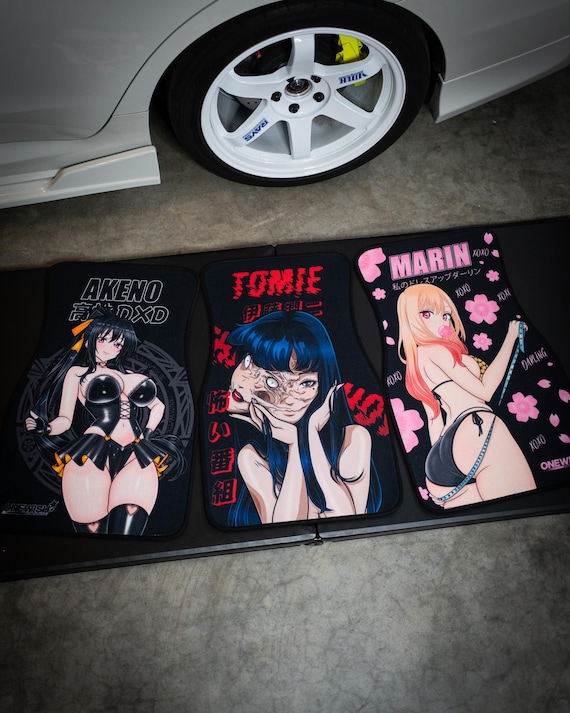 Anime Car Mats: Universal Fit Floor Mats, Pair Front Two, High Quality, Super Soft, Non-Slip Rubber Backing, Jdm Car Accessories