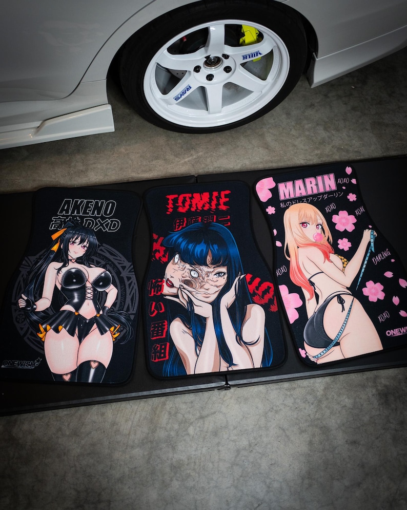 Anime Car Mats: Universal Fit Floor Mats, Pair Front Two, High Quality, Super Soft, Non-Slip Rubber Backing, Jdm Car Accessories image 1