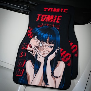 Anime Car Mats: Universal Fit Floor Mats, Pair Front Two, High Quality, Super Soft, Non-Slip Rubber Backing, Jdm Car Accessories Tomie