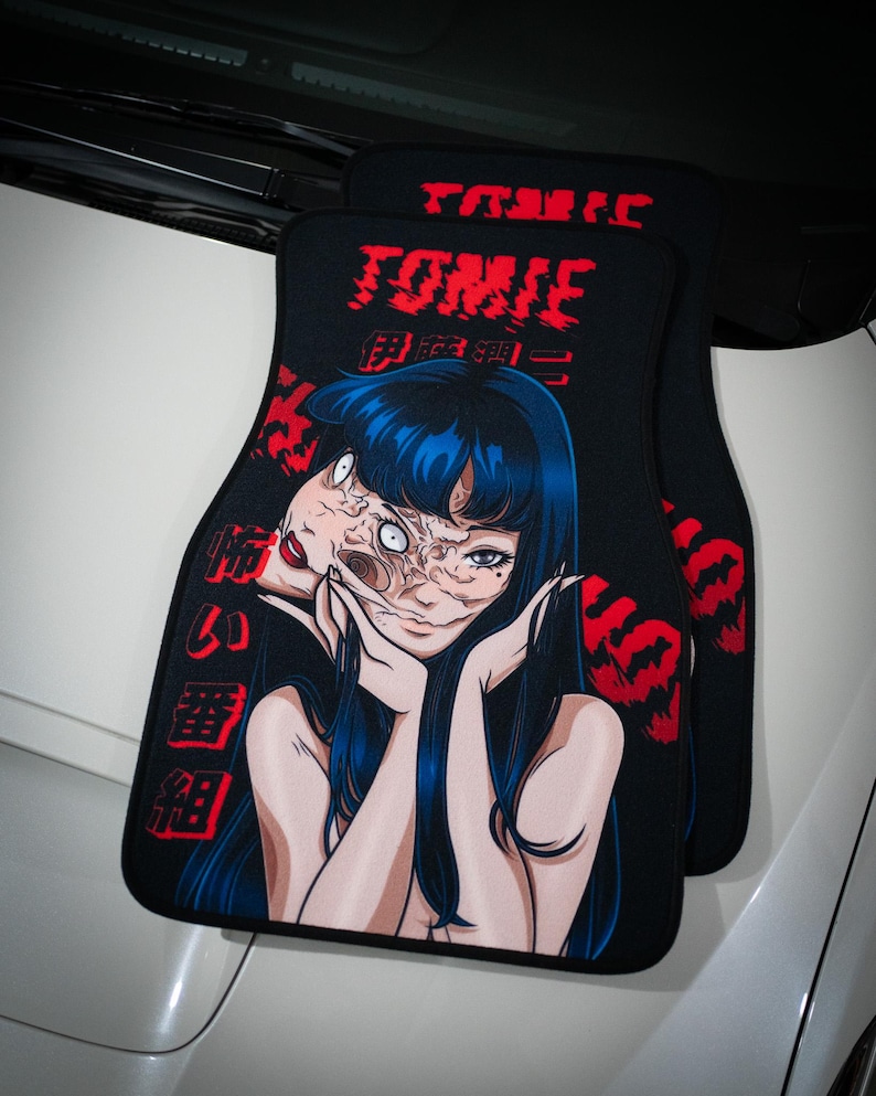 Anime Car Mats: Universal Fit Floor Mats, Pair Front Two, High Quality, Super Soft, Non-Slip Rubber Backing, Jdm Car Accessories Tomie