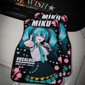Anime Car Mats: Universal Fit Floor Mats, Pair Front Two, High Quality, Super Soft, Non-Slip Rubber Backing, Jdm Car Accessories Miku