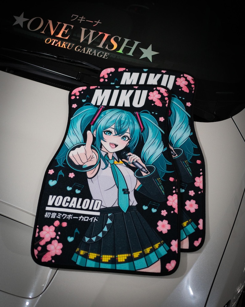 Anime Car Mats: Universal Fit Floor Mats, Pair Front Two, High Quality, Super Soft, Non-Slip Rubber Backing, Jdm Car Accessories Miku