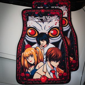 Anime Car Mats: Universal Fit Floor Mats, Pair Front Two, High Quality, Super Soft, Non-Slip Rubber Backing, Jdm Car Accessories Death Note