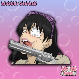 Crazy Girl Peeker Sticker - Anime Car Decal - Anime Peeker - Anime Laptop Stickers